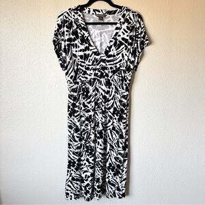 Tommy Bahama Black White Sun Dress Womens M Casual Classic Comfort Short Sleeve